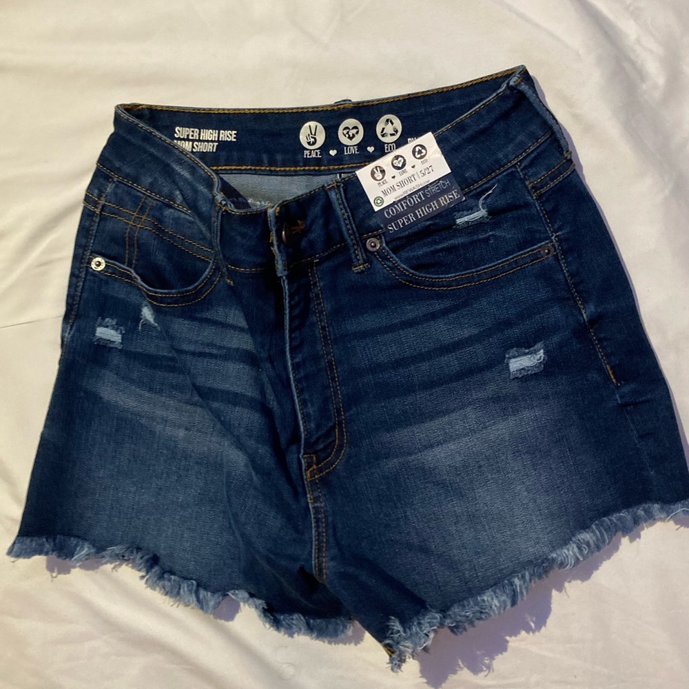 dark wash mom shorts